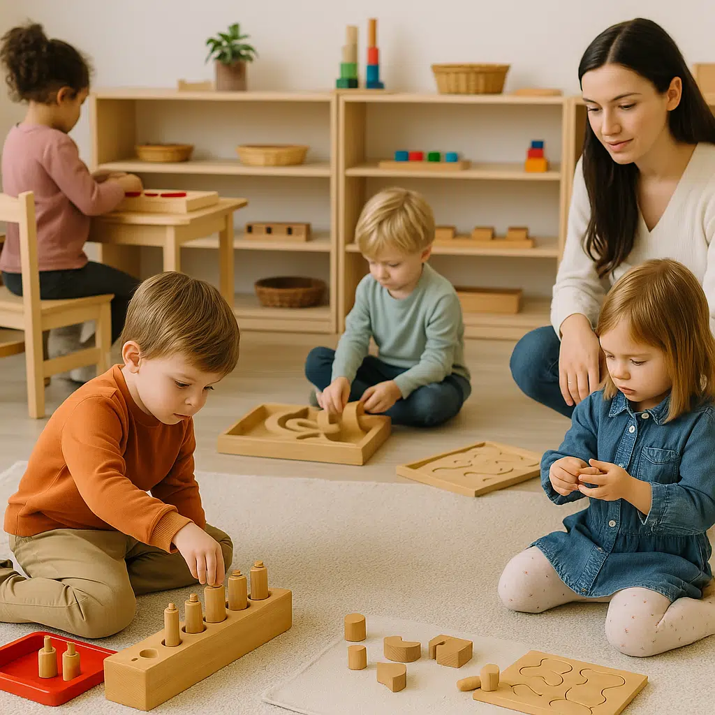 کلاس آموزش کودک به روش مونته سوری با محیط منظم و فعالیتهای عملی